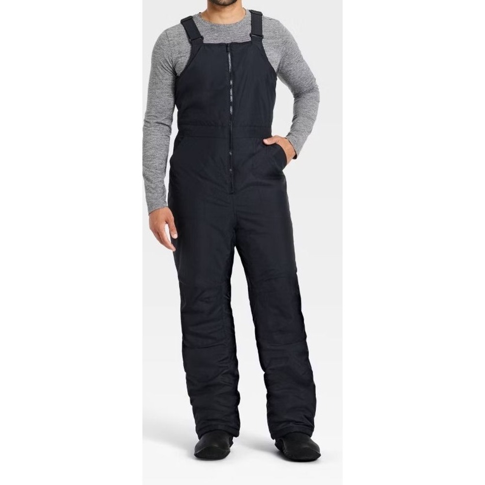All In Motion Men's Water/Wind Resistant Full Snow Bib - Black - Large